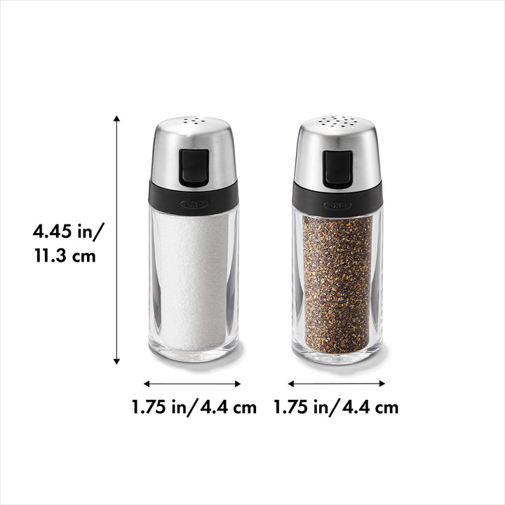 OXO Salt and Pepper Shaker Set, Clear, Stainless Steel