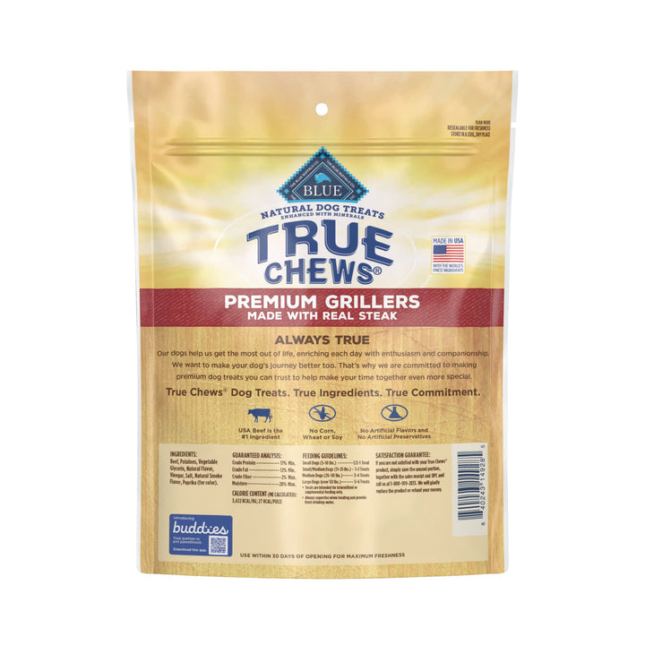 Blue Buffalo True Chews Premium Grillers Natural Dog Treats, Steak 10 oz bag 10 Ounce (Pack of 1)