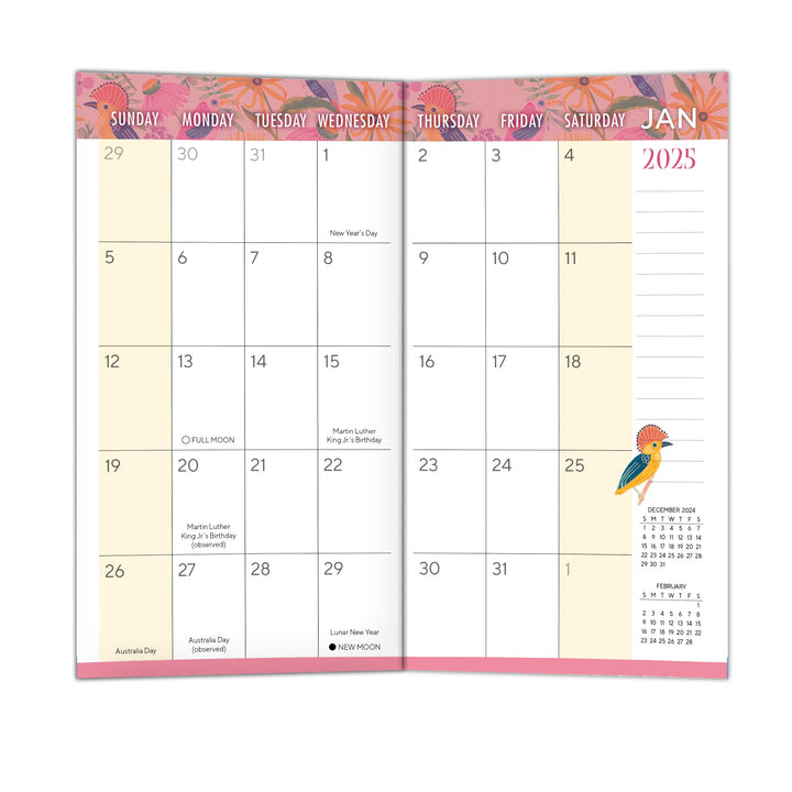 2025 Pocket Planner: Two-Year-Plus Monthly Pocket Calendar Planner (29-Month): August 2024 - December 2026, 6.5" x 3.5" - Birds & Blooms