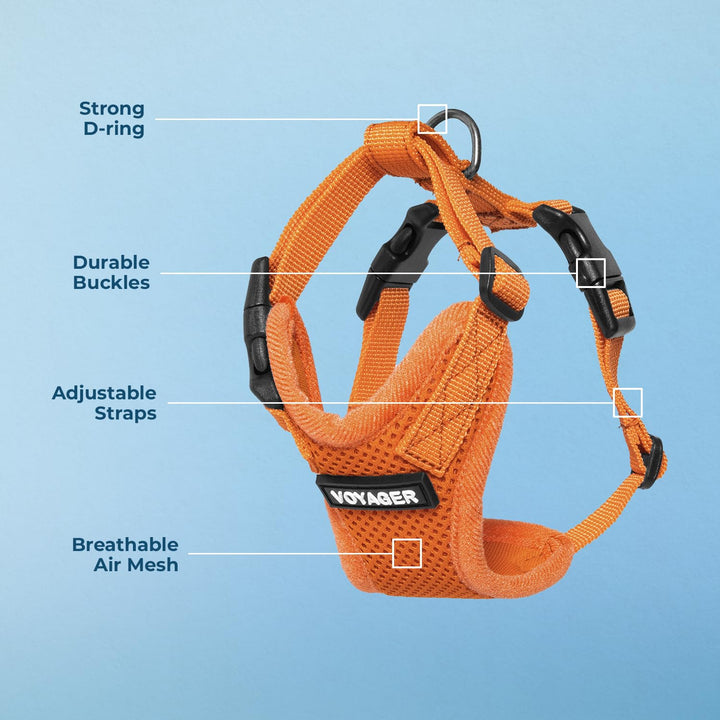 Voyager Step-in Lock Pet Harness - All Weather Mesh, Adjustable Step in Harness for Cats and Dogs by Best Pet Supplies - Orange, L Harness (Orange) L (Chest: 20 - 25")