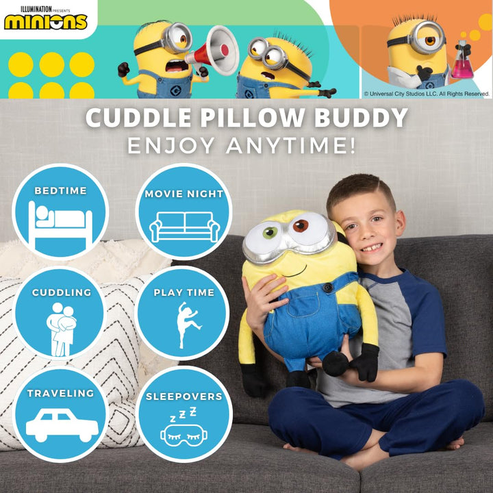 Franco Minions: The Rise of Gru, Bedding Super Soft Plush Bob Cuddle Pillow Buddy, (Official Minions Product) 1 Count (Pack of 1) Minion Bob