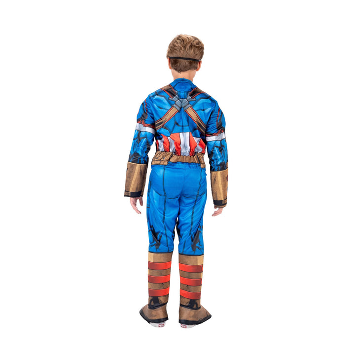 Marvel Captain America Official Youth Halloween Costume - Premium Quality Padded Jumpsuit with Plastic Mask Large