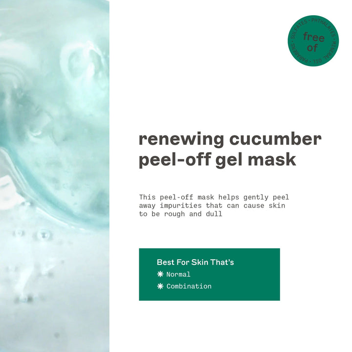 Freeman Renewing Cucumber Peel-Off Gel Facial Mask, Face Mask Refreshes Skin, Aloe Soothes & Moisturizes, Get Rejuvenated Skin, For Normal & Combination Skin, 6 fl. oz./175 mL Tube, 1 Count