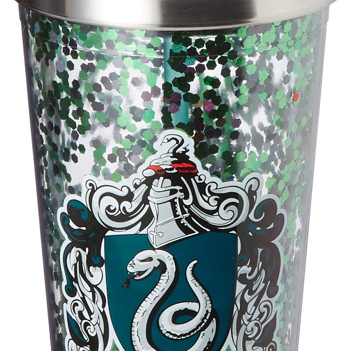 Spoontiques - Harry Potter Tumbler - Slytherin Glitter Cup with Straw - 20 oz - Acrylic - Green