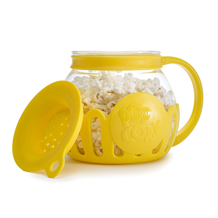 Ecolution Patented Micro-Pop Microwave Popcorn Popper with Temperature Safe Glass, 3-in-1 Lid Measures Kernels and Melts Butter, Made Without BPA, Dishwasher Safe, 1.5-Quart, Yellow 1.5-Quart Snack Size