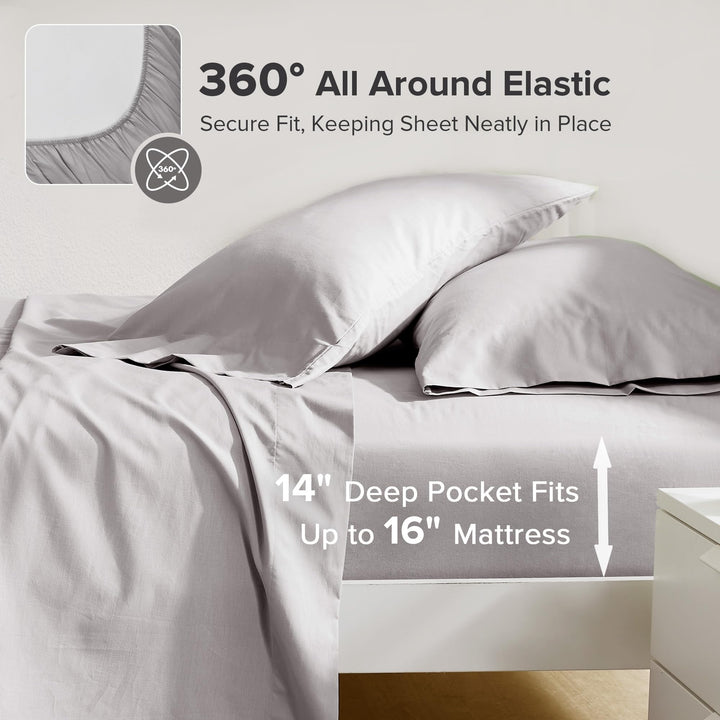 Comfort Spaces 100% Cotton Sheet Set Breathable, Lightweight, Soft with 14" Elastic Pocket Fits up to 16" Mattress, All Season Cozy Bedding, Matching Pillow Case, Queen Good Vibes 4 Piece