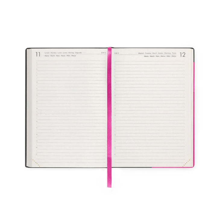 Legami - Medium Daily Diary, 12 Months, from January 2024 to December 2024, Elastic Closure, Monthly Planner January 2025, Final Pocket, Removable Address Book, 12 x 18 cm, Bougainvillea Colour