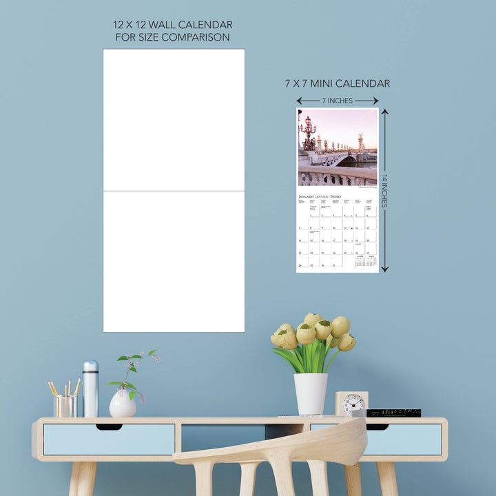 Graphique 2024 A Parisian Life Mini Wall Calendar | 7” x 7” | Thick Paper | Home & Office Organizer | Large Monthly Grid | 3 Languages & Marked Holidays | 4 Month Preview Page for 2025