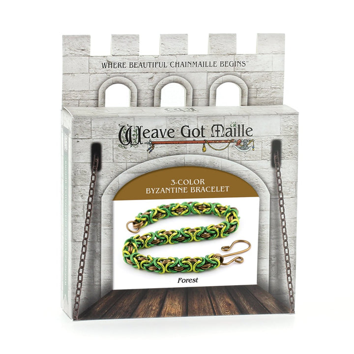 Weave Got Maille 3-Color Byzantine Chain Maille Bracelet Kit, Forest