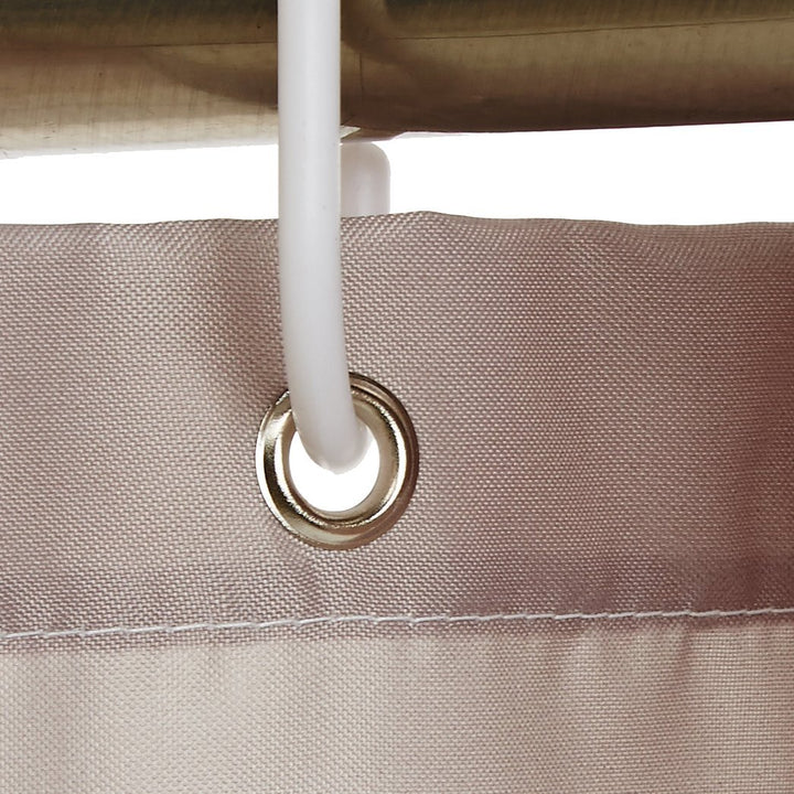 Basics Water Resistent Fabric Shower Curtain with Grommets and Hooks, Machine Washable, 72'' x 72'', Large Light Brown, Beige