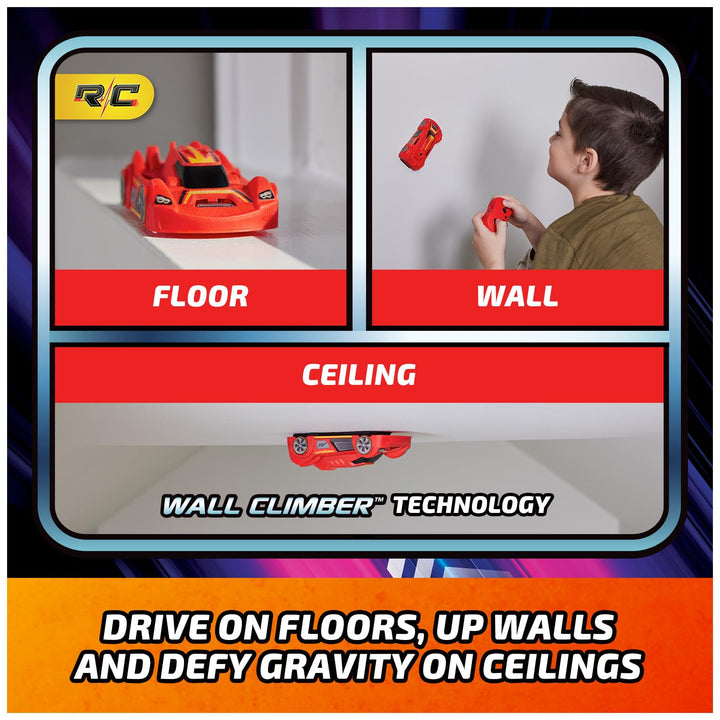 Air Hogs, Zero Gravity Sprint RC Car Wall Climber, Red USB Micro B Rechargeable Indoor Wall Racer, Over 4-Inches, Kids Toys for Kids Ages 4 and up Red Sprint (New)