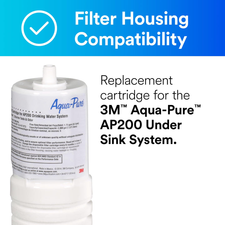 3M Aqua-Pure Under Sink Replacement Water Filter Cartridge AP217, Full Flow, white, 2