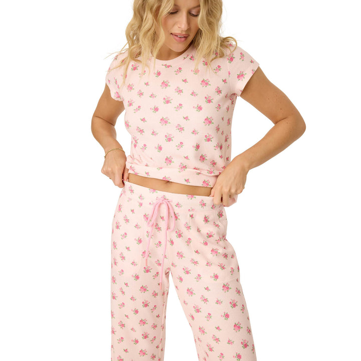 PJ Salvage Women's [ Exclusive] Airy Waffle Pajama 2-Piece Pj Set Small Blush Rose