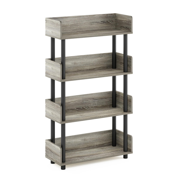 Furinno Turn-N-Tube 5-Tier Multipurpose Shelf / Display Rack / Storage Shelf / Bookshelf, Classic Tubes, Sonoma Oak/White 5-Tier Classic Tube