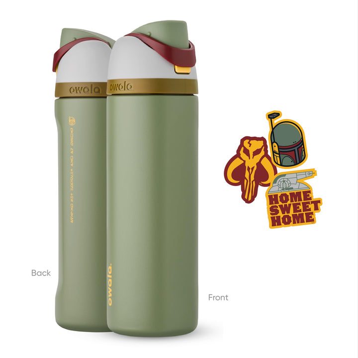 Owala Star Wars FreeSip Insulated Stainless Steel Water Bottle with Straw for Sports and Travel, BPA-Free Sports Water Bottle, 24 oz, Boba Fest Boba Fett