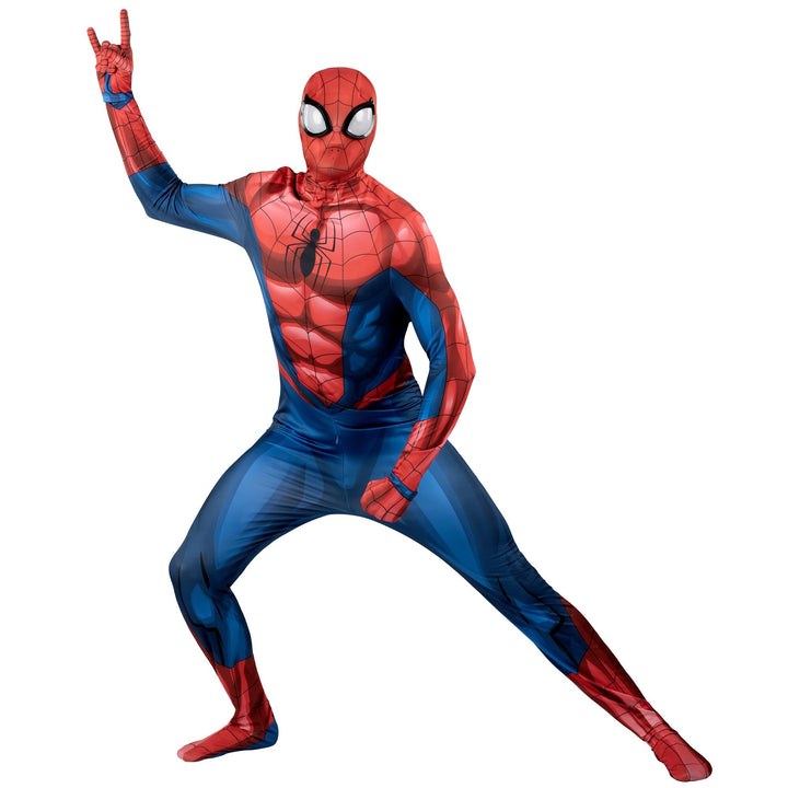 MARVEL Spider-Man Official Adult Deluxe Zentai Halloween Costume - Stretch Spandex with Hidden Zippers and Wrist Slits Large