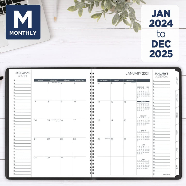 AT-A-GLANCE 2024 Weekly & Monthly Appointment Book & Planner, Quarter-Hourly, 8-1/4" x 11", Large, Triple View, Black (70950V0524) 2024 Old Edition