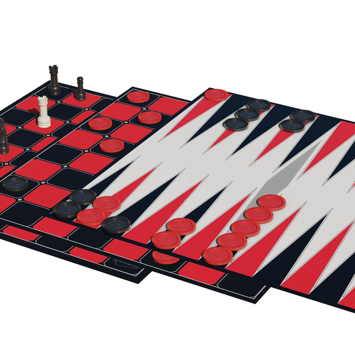 Goliath Chess/Checkers/Backgammon ( Exclusive) - 3 Games in One with Full Size Staunton Chess Pieces and Interlocking Checkers