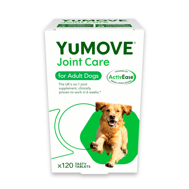 YuMOVE Adult Dog Tablets | Hip and Joint Supplement for Dogs with Glucosamine, Chondroitin, Hyaluronic Acid, Green Lipped Mussel | Dogs Aged 6 to 8 | 120 Count Tablets, Treat Colored Tablets: Adult