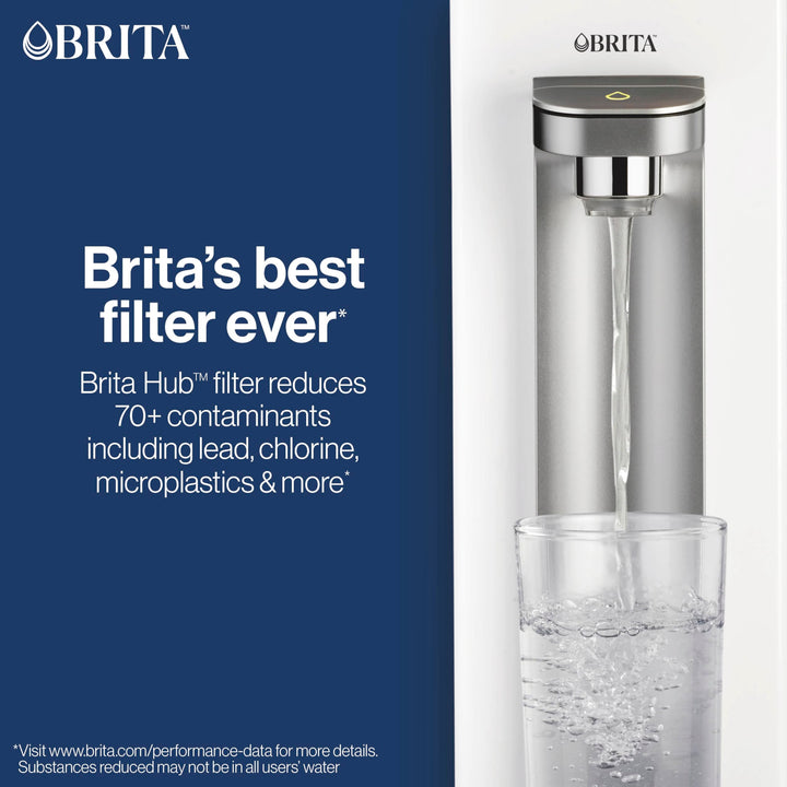 Brita Hub Compact Countertop Water Filter System, 9 Cup Water Reservoir, Includes 6 Month Carbon Block Filter, White, 87344 Compact Water Filter System