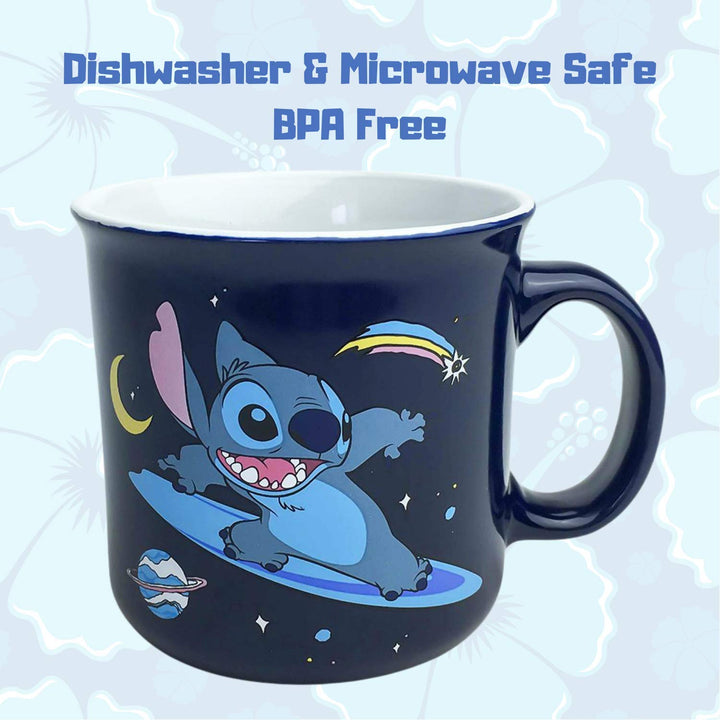 Silver Buffalo Disney Lilo and Stitch Far Out Ceramic Camper-Style Coffee Mug, 20-Ounces