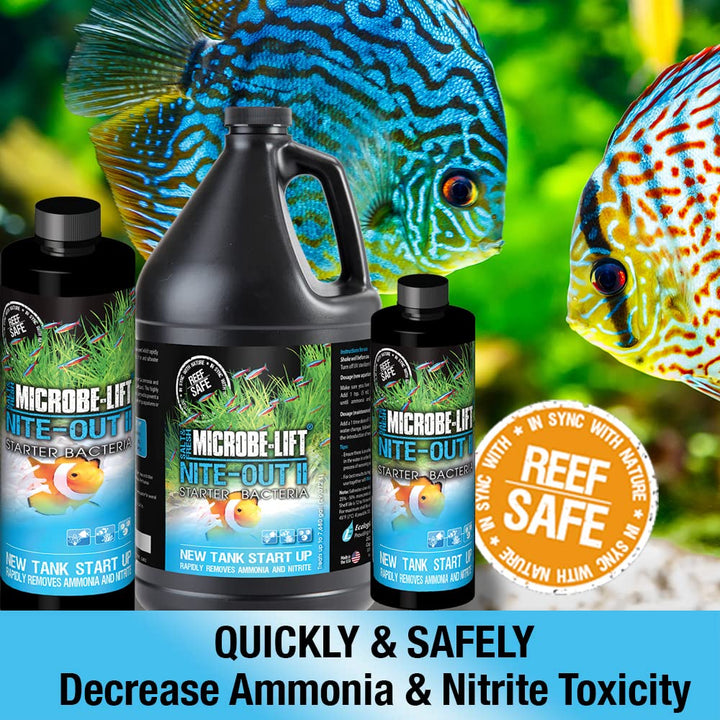 MICROBE-LIFT NITEH16 Nite-Out II Aquarium and Fish Tank Cleaner for Rapid Ammonia and Nitrite Reduction, Freshwater and Saltwater, 16 Ounces