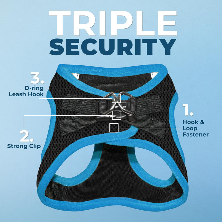 Voyager Step-in Air Dog Harness - All Weather Mesh Step in Vest Harness for Small and Medium Dogs by Best Pet Supplies - Blue Trim, XS Harness (Black/Blue Trim) XS (Chest: 13 - 14.5")