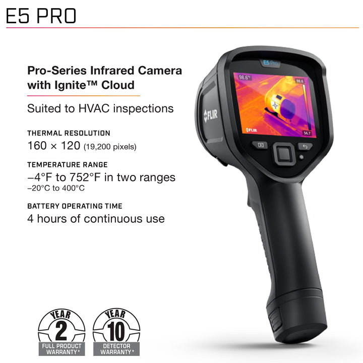 FLIR E5 Pro - Commercial Thermal Imaging Camera with Wifi. High Resolution Infrared Cameara with FLIR Ignite Cloud E5 Pro WiFi