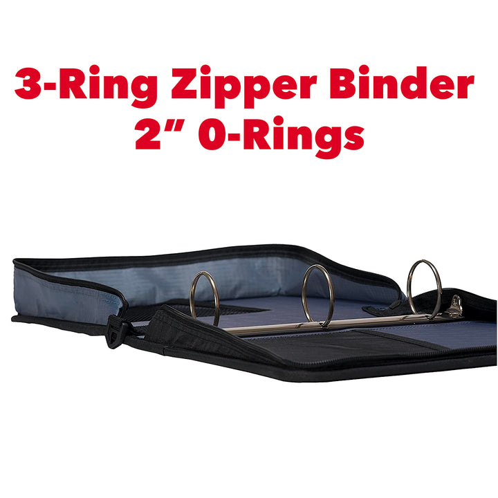 Case-It The Classic Zipper Binder - 2 Inch O-Rings - Multiple Pockets - 800 Sheet Capacity - Comes with Shoulder Strap - Deep Purple D-251 Single