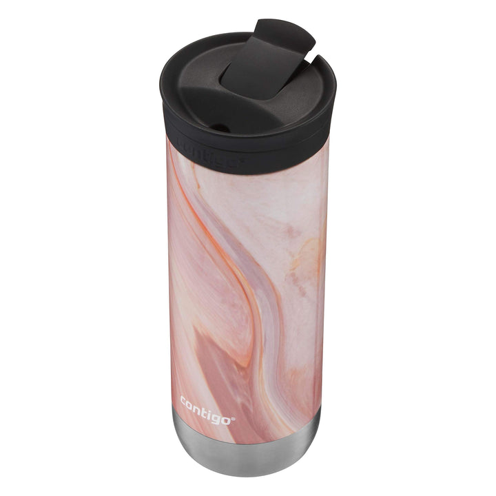 Contigo Huron Vacuum-Insulated Stainless Steel Travel Mug with Leak-Proof Lid, Keeps Drinks Hot or Cold for Hours, Fits Most Cup Holders and Brewers, 20oz Pink Marble