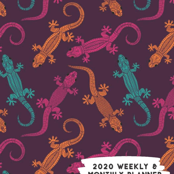 2020 Weekly & Monthly Planner: Pink Orange Blue Gecko Calendar & Journal