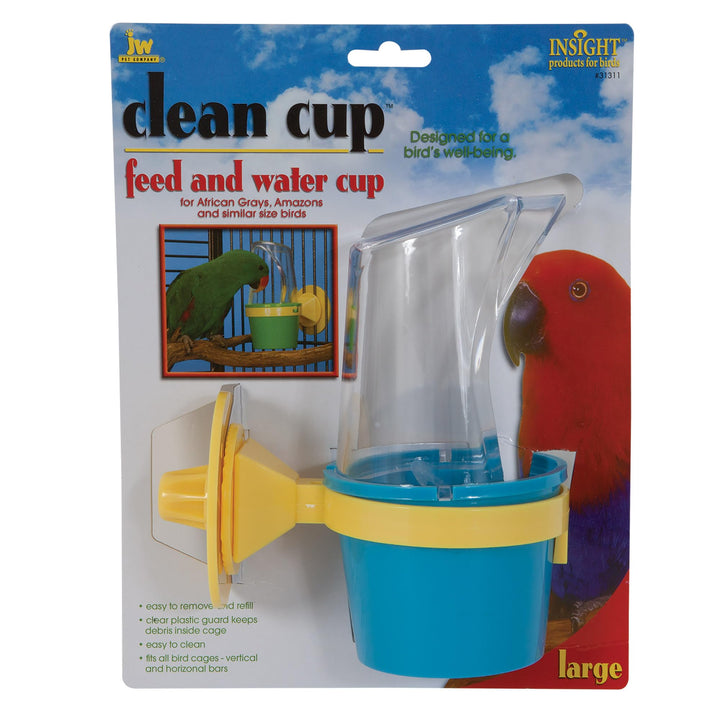 JW Pet Bird Cage Clean Cup Feeder & Water Cup Bird Accessory, Large (Assorted Colors)