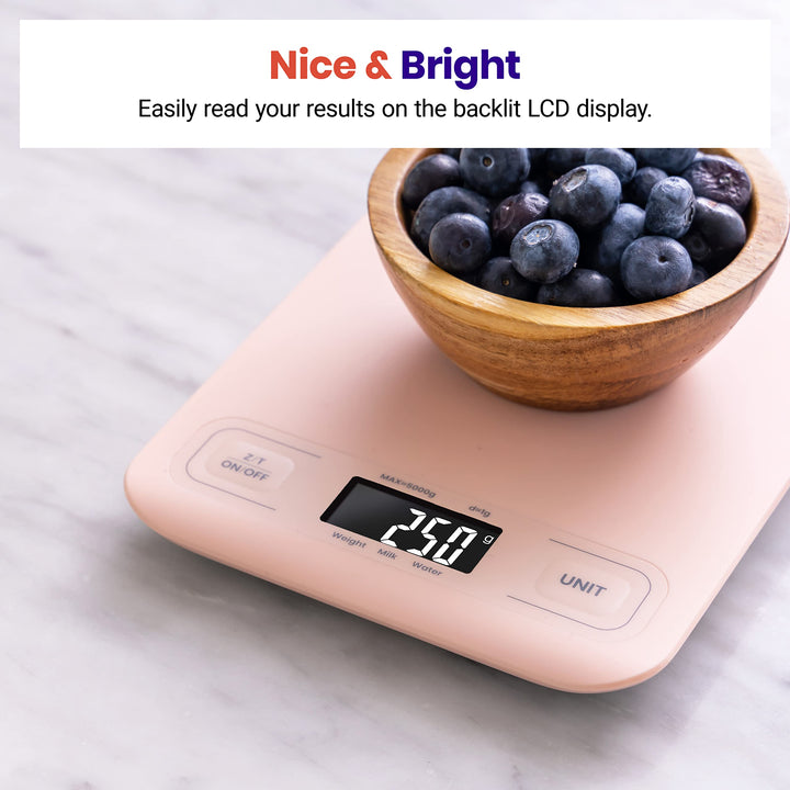 Etekcity Food Kitchen Scale, Digital Grams and Ounces for Weight Loss, Baking, Cooking, Keto and Meal Prep, LCD Display, Medium, Pink