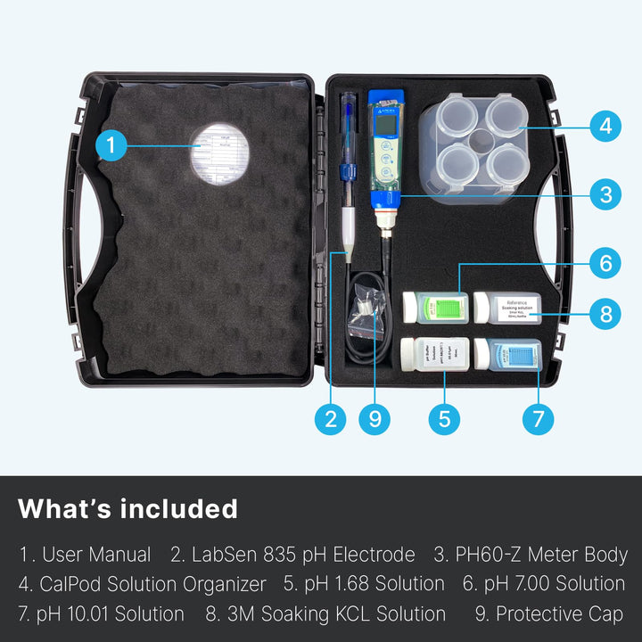 Apera Instruments PH60Z-HF Smart Handheld pH Meter Tester Kit with LabSen 835 ATC pH Electrode for Lab-Grade pH Measurement in Liquids Containing Strong Acid or Hydrofluoric Acid Strong Acidic Solutions