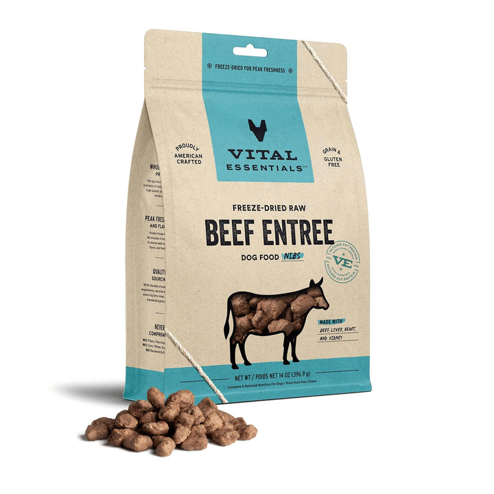 Vital Essentials Freeze-Dried Raw Dog Food, Beef Nibs Entree, 14 oz