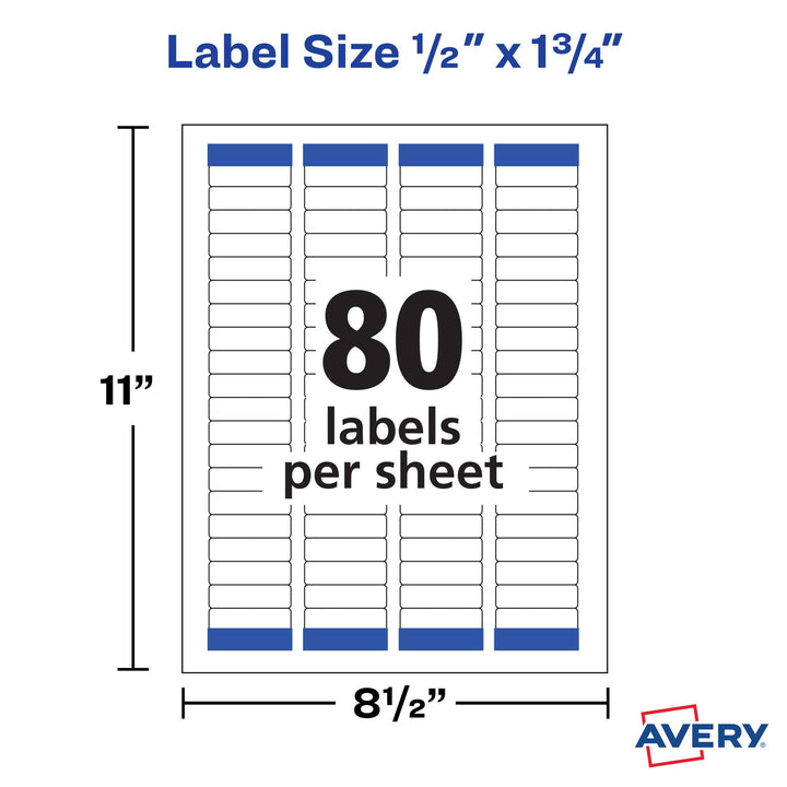 Avery Printable Easy Peel Return Address Labels, 0.5" x 1.75", Sure Feed, 2 Pack, 4000 Labels Total (5637) 4,000 labels