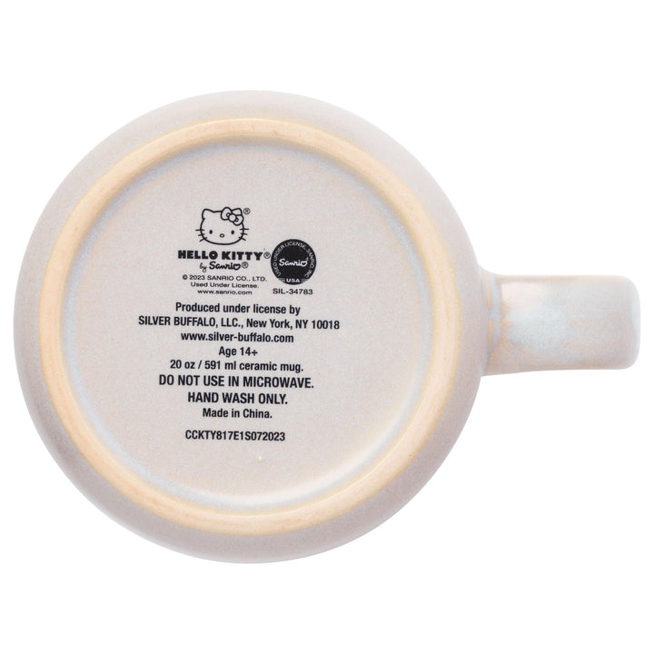 Silver Buffalo Sanrio Hello Kitty Sitting Hearts and Bows Reactive Glaze Ceramic Camper Mug, 20 Ounces Kitty Glaze