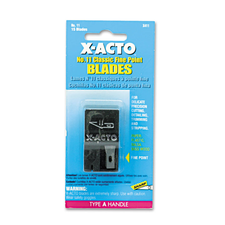 X-ACTO X411 No. 11 Nonrefillable Blade Dispenser, 15/Pack