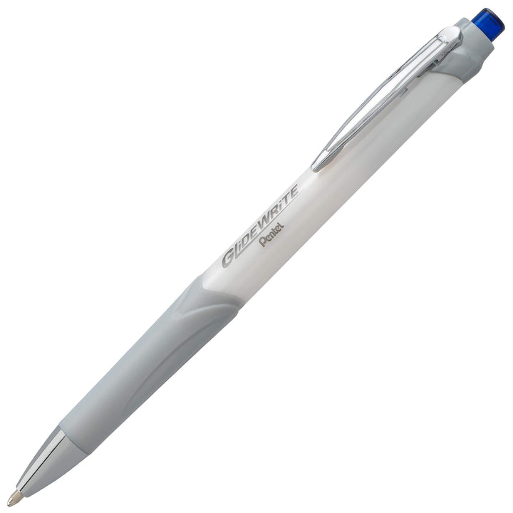 Pentel Glidewrite Signature Ballpoint Pen, (1.0mm) Medium, White Barrel, Blue Ink, 3-pk (BX930WBP3C)