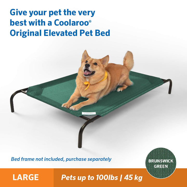 Coolaroo Replacement Cover, The Original Elevated Pet Bed by Coolaroo, Large, Brunswick Green 43.5"L x 31.5"W x 0.5"Th