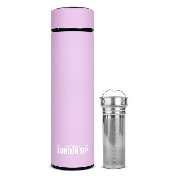 London Sip Multi-Purpose Travel Mug and Tumbler Fruit Infused Flask Hot and Cold Double Wall Stainless Steel Thermos with Extra-Long Infuser, Sacred Red 16.9 Ounces