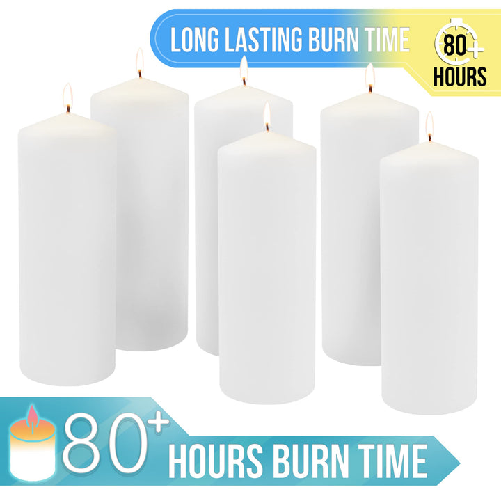 Stonebriar 80 Hour Long Burning White Unscented Pillar Candles, 3x8, White, 6 Count 3" x 8" 6.0