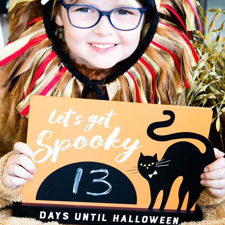 Pearhead Halloween Countdown Sign, Lets Get Spooky Tabletop Décor, Halloween Chalkboard Sign