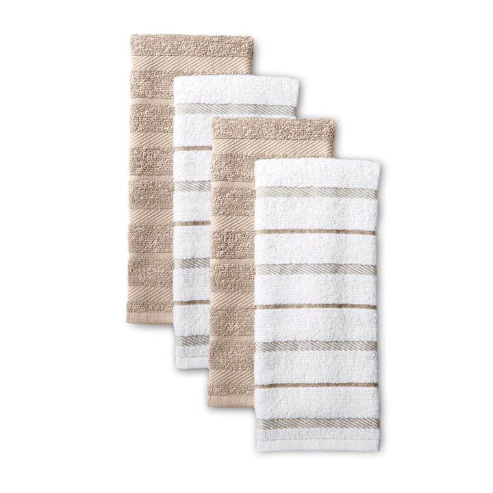 KitchenAid Albany Kitchen Towel 4-Pack Set, Milkshake Tan/White, 16"x26" 16"x26"