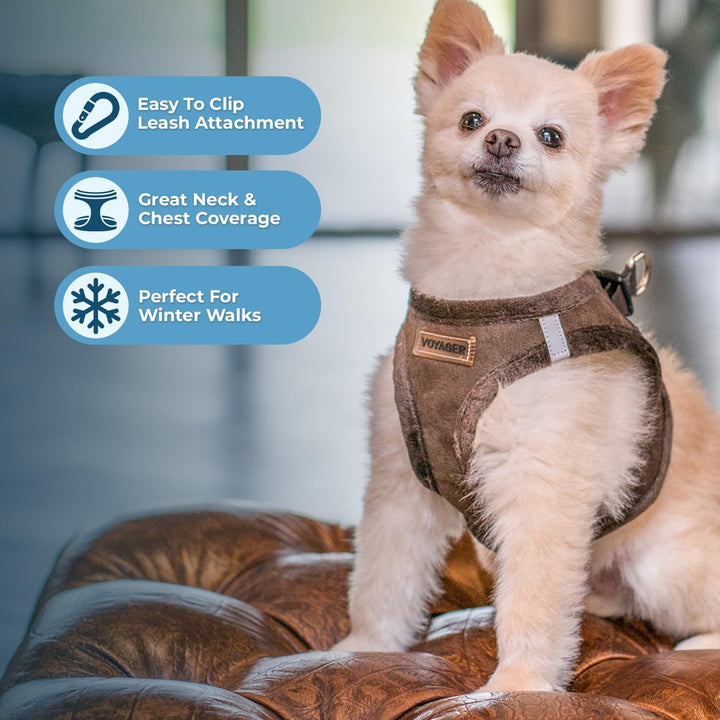 Voyager Step-In Plush Dog Harness – Soft Plush, Step In Vest Harness for Small and Medium Dogs by Best Pet Supplies - Harness (Chocolate Suede), L (Chest: 18 - 20.5") Harness (Chocolate Suede) L (Chest: 18 - 20.5")