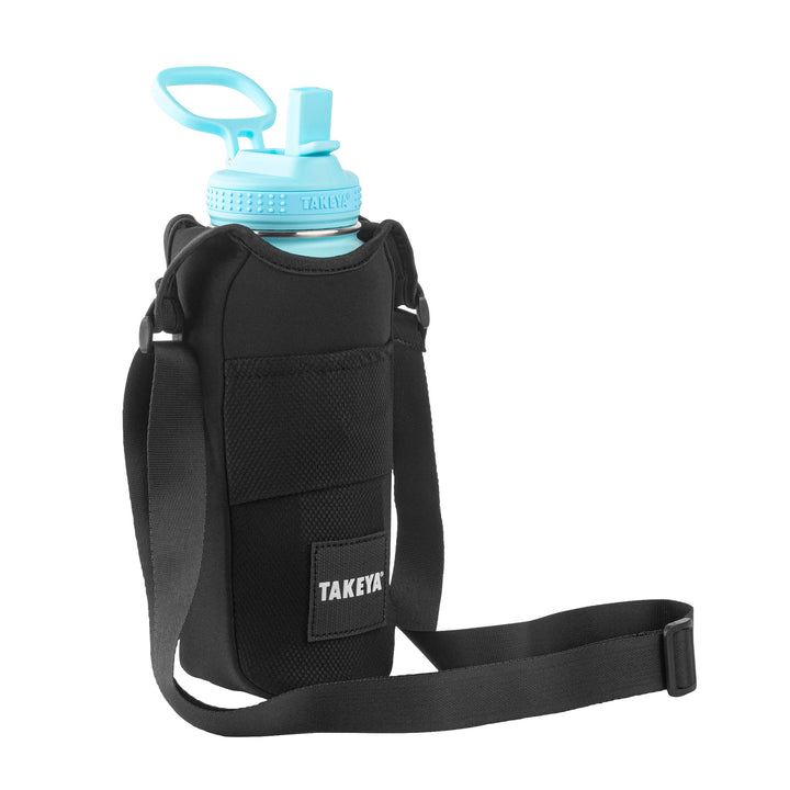 Takeya Hydrotex Easy Grip Bottle Sling, Water Bottle Carrier with Strap and Pockets, Fits 32 and 40 oz Bottles, Great for Pickleball and Tennis Courts 32 / 40 oz