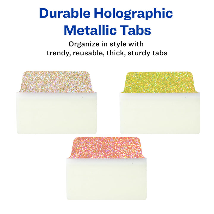 Avery Multi-Use Ultra Tabs, 2" x 1.5", Holographic Sunset Ombré Colors, 18 Repositionable Page Tabs (74148) 18 tabs