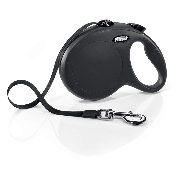 Flexi New Classic Retractable Dog Leash (Tape), 16 ft, Large, Black Large - 16 ft