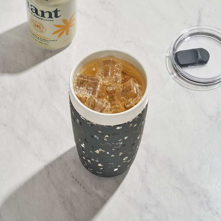 W&P Porter Insulated Tumbler 20 oz | No Metallic Aftertaste Ceramic Coated for Water, Coffee, & Tea | Wide Mouth Vacuum Insulated | Dishwasher Safe, Charcoal Terrazzo