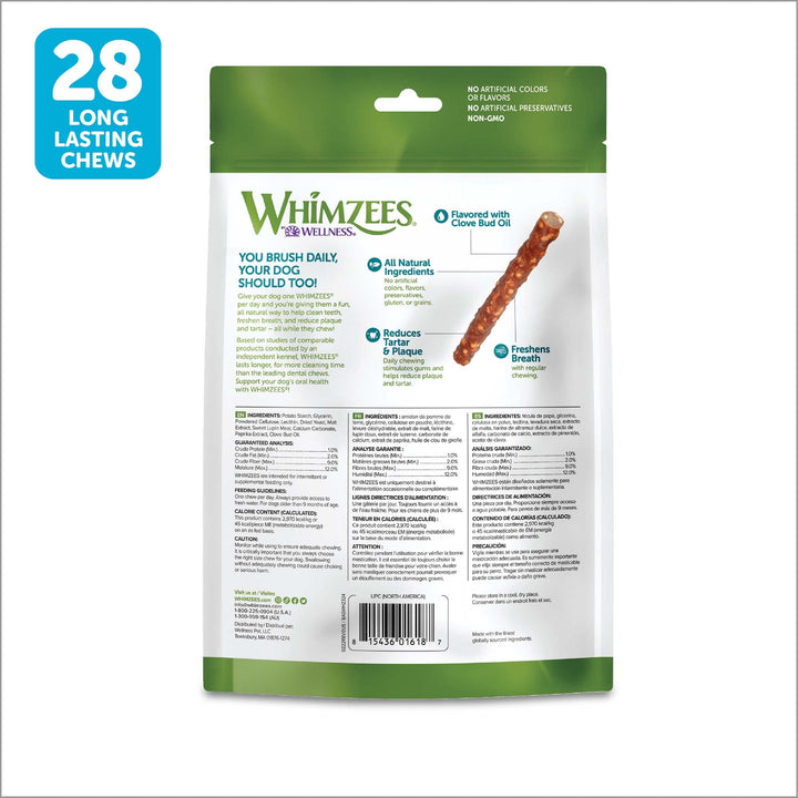 WHIMZEES Natural Grain Free Daily Dental Long Lasting Dog Treats, Veggie Sausage, Small, Bag of 28 28 Count (Pack of 1)